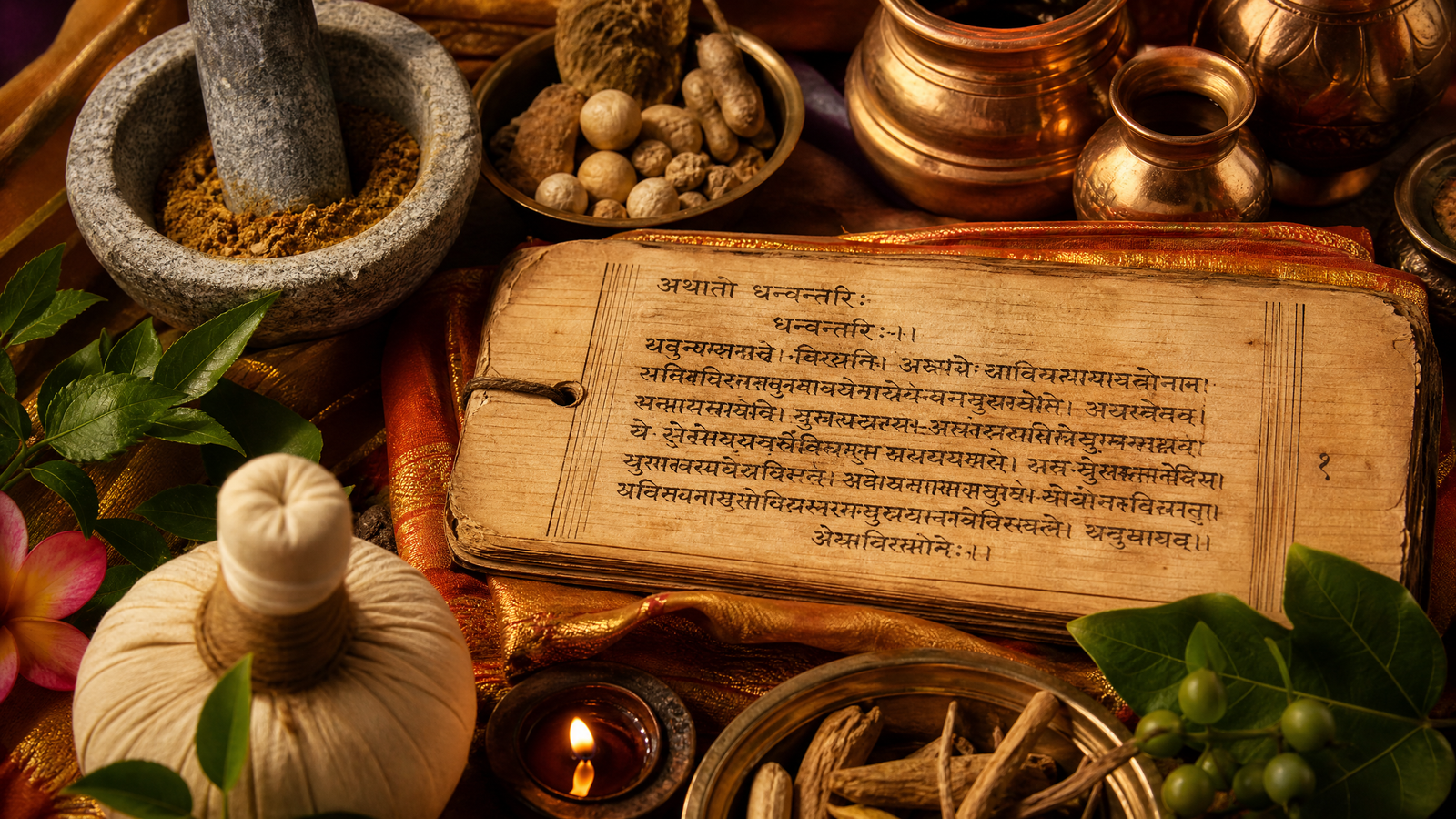Ancient Ayurvedic Text and Herbal Preparation